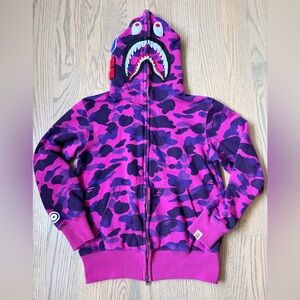 A Bathing Ape Full Zip Hoodie Purple Pink Camo